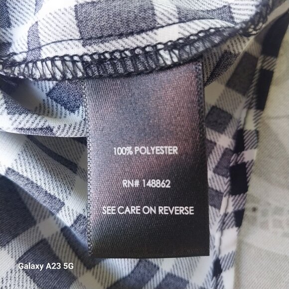 3 X Torrid Harper Plaid Flannel Shirt Size 3 Black& White 3/4 Sleeve Button-Down - Picture 5 of 7